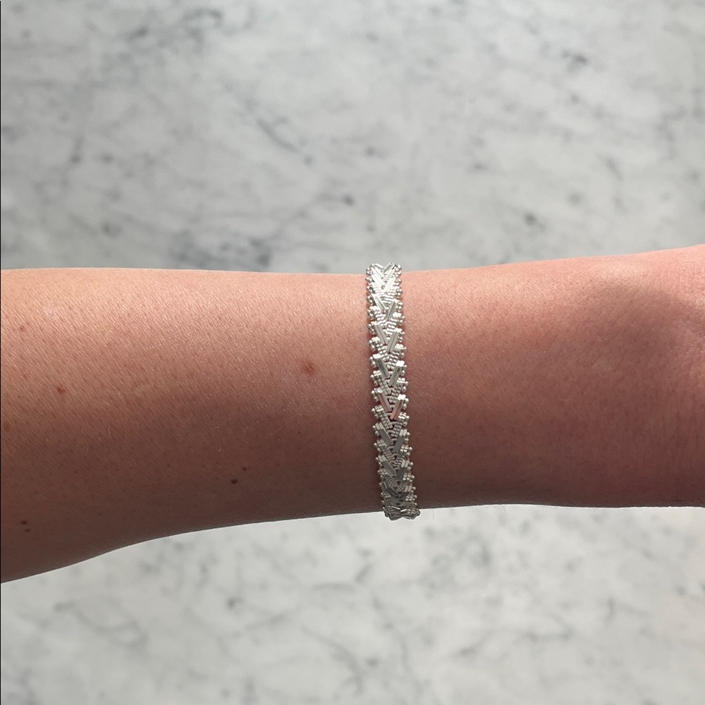 Vintage 1980s Sterling Silver 925 V Shaped Chain Link Statement Bracelet